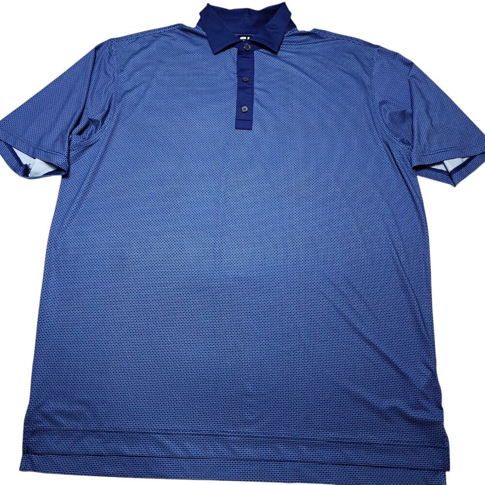 FJ Foot Joy Golf Polo Shirt Men's Size 2XL Blue Geometric Performance